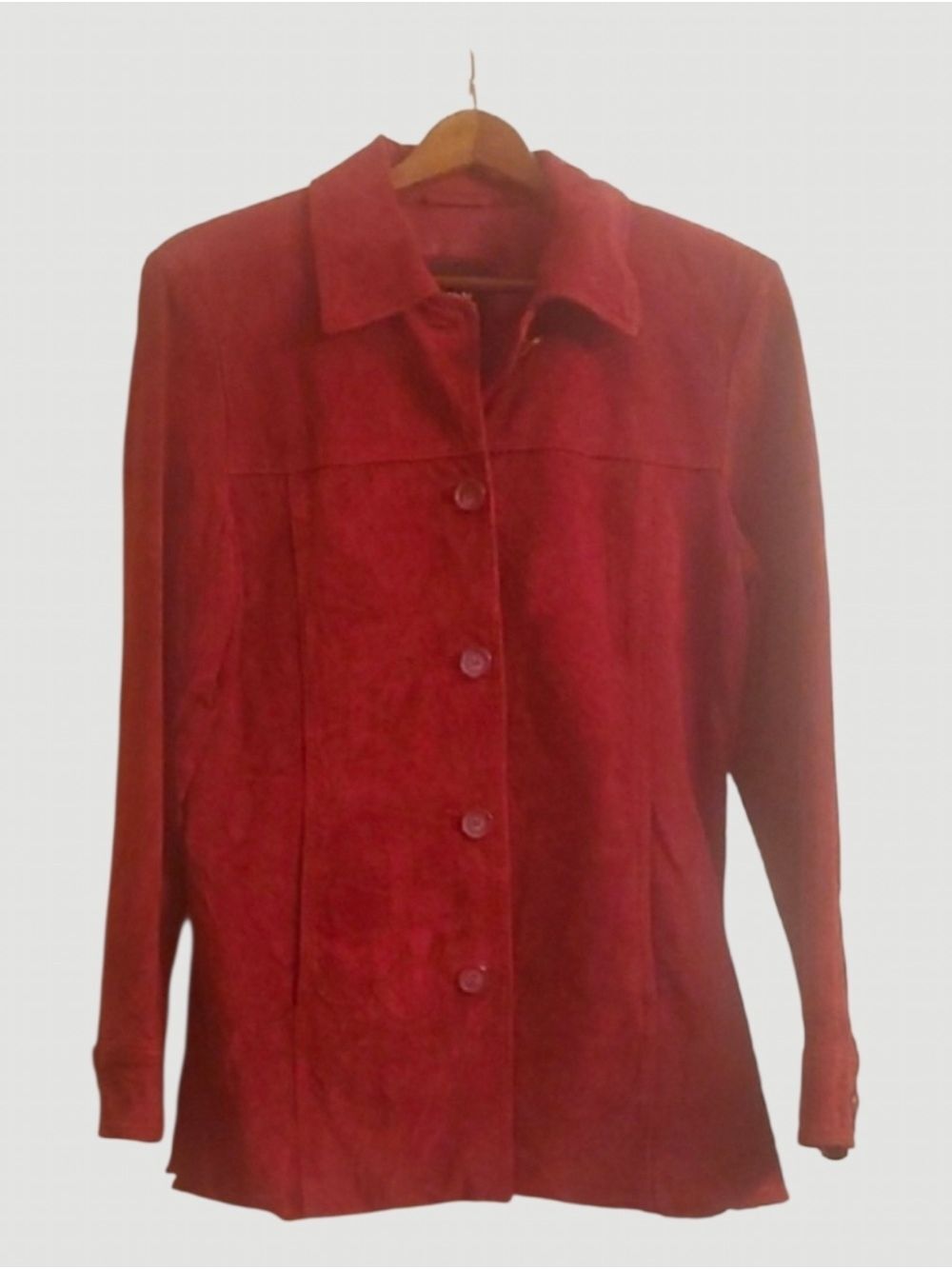 Vintage Y2k Suede JLC New York Jacket Womens Size Medium M Deep red Blazer Lined